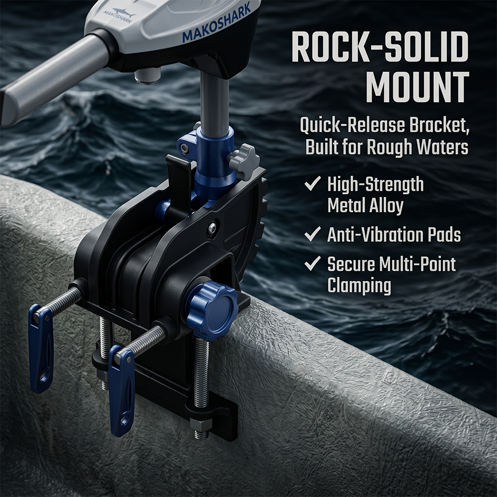MakoShark AE 150 Fırçasız Elektrikli Tekne Motoru - 55 LBS, 12V, CVT Kademesiz Vites, Paslanmaz Çelik Şaft